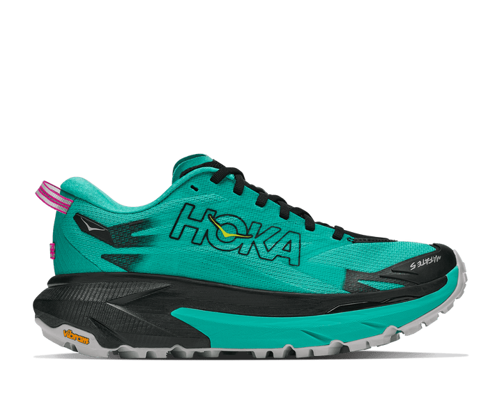 HOKA Women's Mafate 5 - BLACK / ELECTRIC AQUA