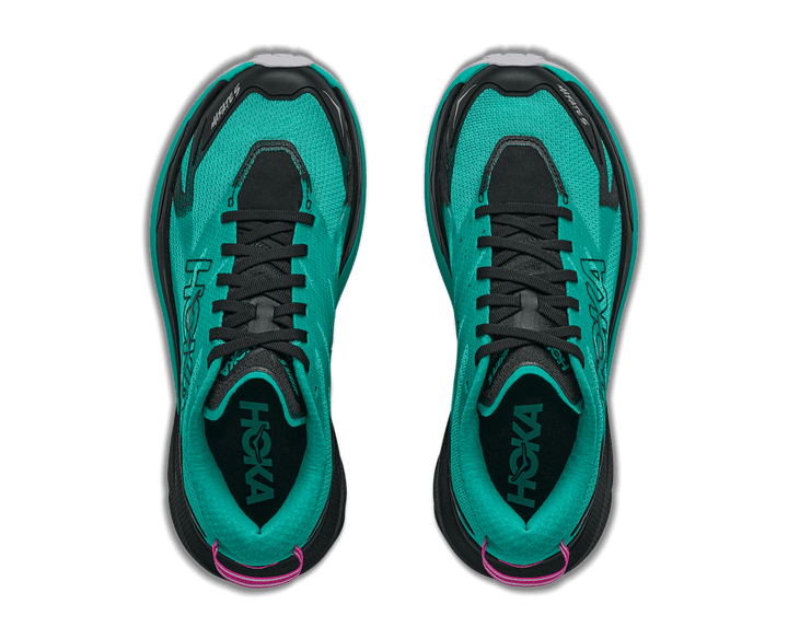 HOKA Women's Mafate 5 - BLACK / ELECTRIC AQUA