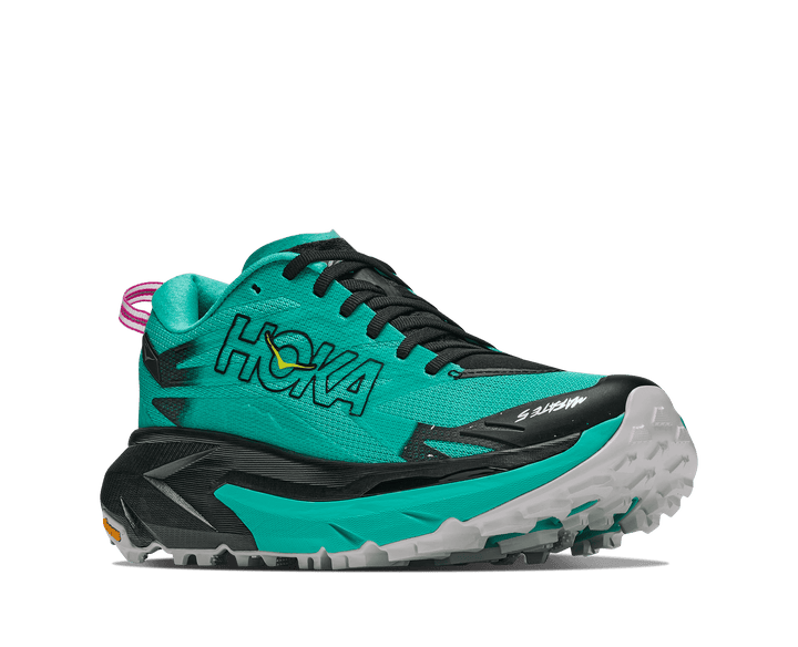HOKA Women's Mafate 5 - BLACK / ELECTRIC AQUA