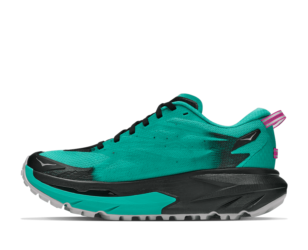 HOKA Women's Mafate 5 - BLACK / ELECTRIC AQUA