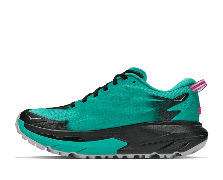 HOKA Women's Mafate 5 - BLACK / ELECTRIC AQUA