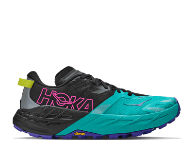 HOKA Women's Speedgoat 7 - BLACK / ELECTRIC AQUA