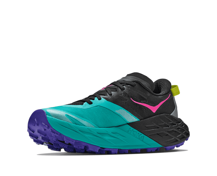 HOKA Women's Speedgoat 7 - BLACK / ELECTRIC AQUA