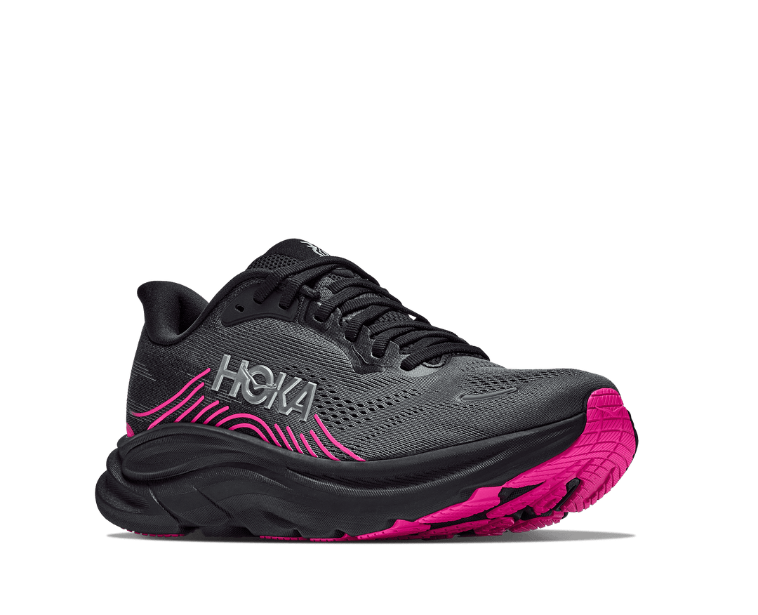 HOKA Women's Clifton 11 - BLACK / NEON DRAGONFRUIT