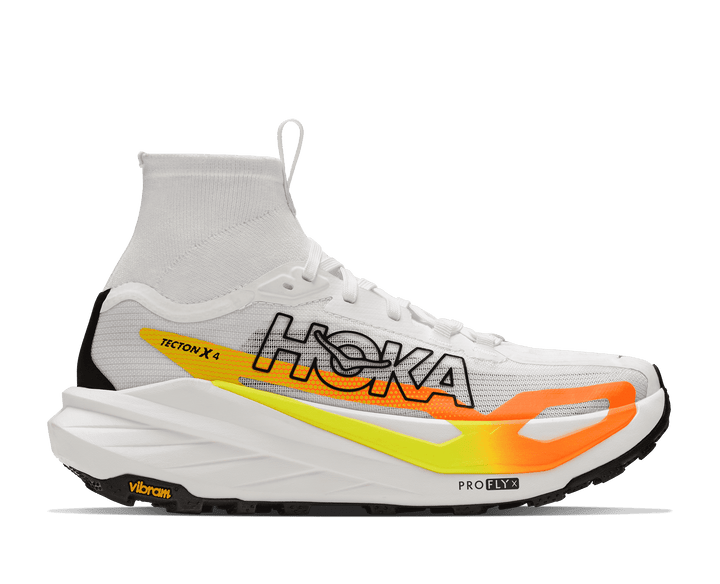 HOKA Men's Tecton X 4 - FROST / NEON TANGERINE