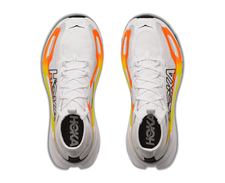 HOKA Men's Tecton X 4 - FROST / NEON TANGERINE