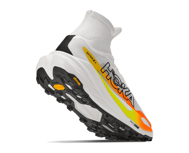 HOKA Men's Tecton X 4 - FROST / NEON TANGERINE