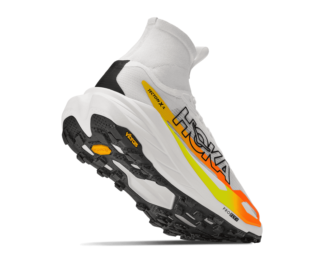 HOKA Women's Tecton X 4 - FROST / NEON TANGERINE