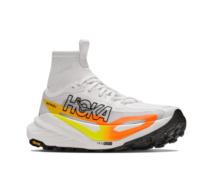 HOKA Women's Tecton X 4 - FROST / NEON TANGERINE