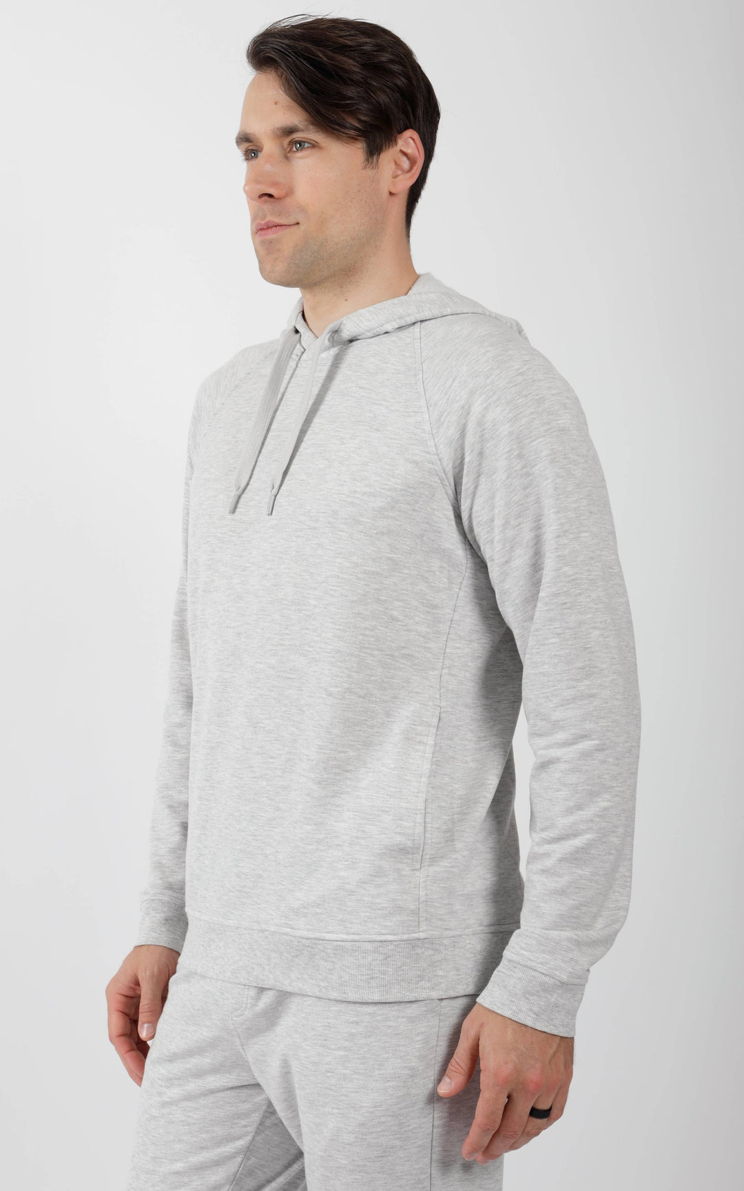 90 Degree by Reflex - Mens Hoodie with Side Pockets- HEATHER GREY