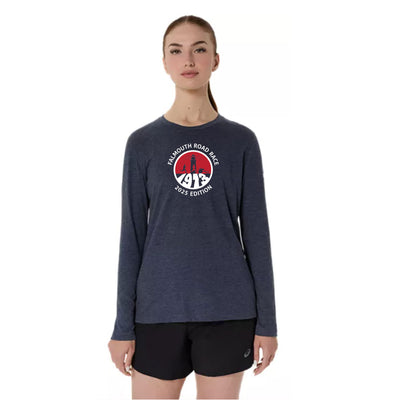 Falmouth Road Race 2025 - Camiseta ASICS PR de manga larga triblend para mujer, color peacoat heather (2012D305) (FRR-09)