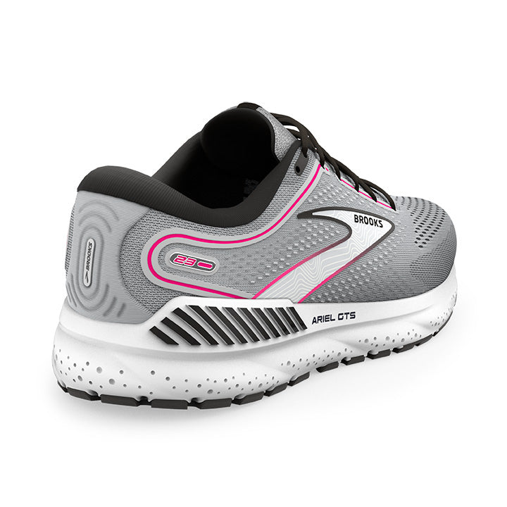 Brooks Womens Ariel GTS 23 Wide- Grey/Black/Pink (1203901D078)