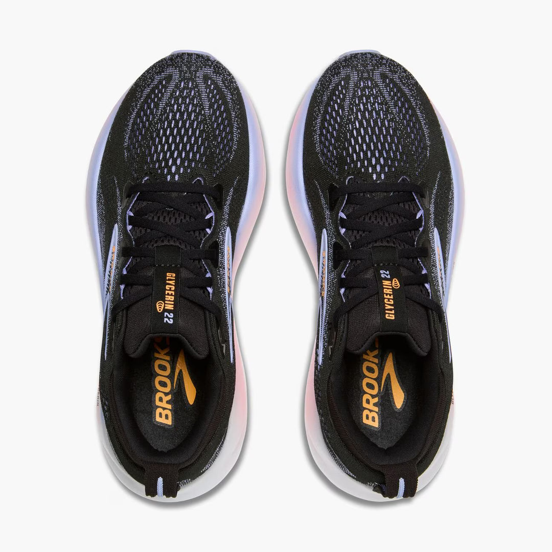 Brooks Glycerin 22 para mujer - Negro/Garza azul/Naranja
