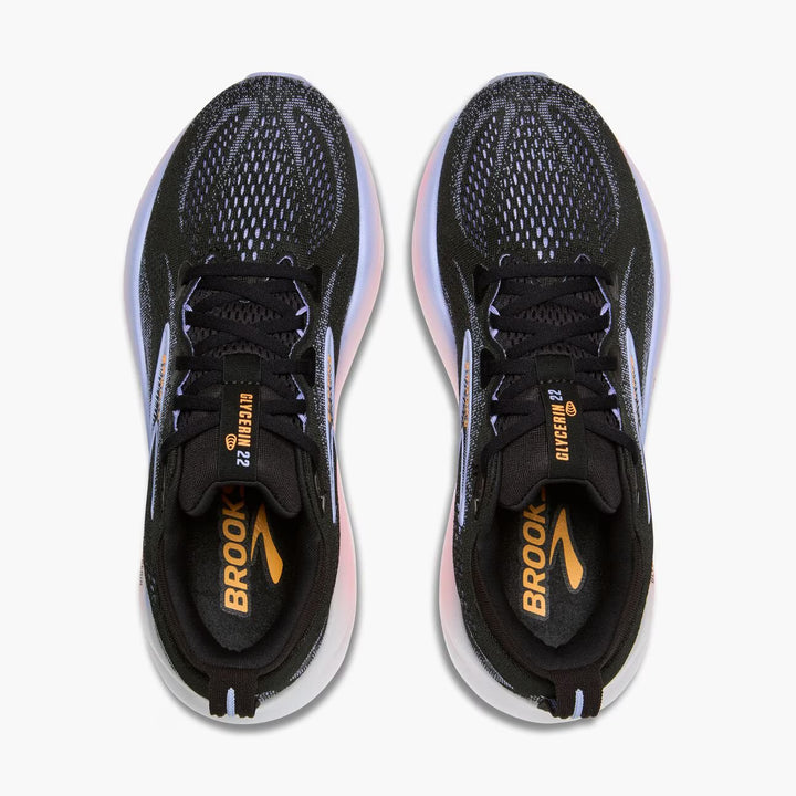 Brooks Glycerin 22 para mujer - Negro/Garza azul/Naranja