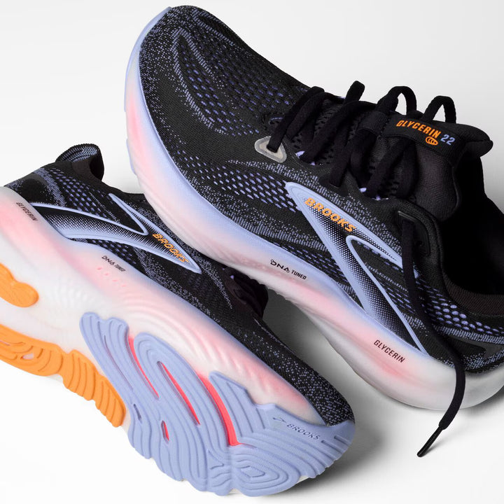 Brooks Glycerin 22 para mujer - Negro/Garza azul/Naranja