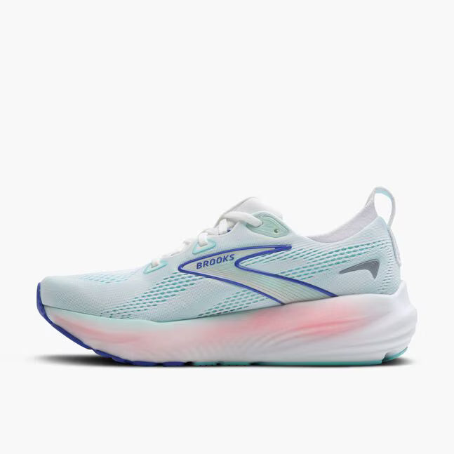 Brooks Glycerin GTS 22 (Ancho) para mujer - Blanco/Carcasa Limpet/Azul Amparo