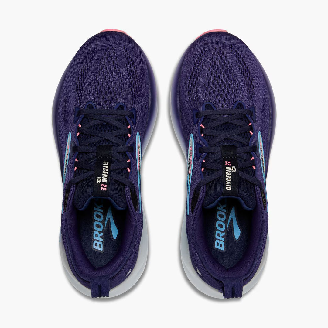 Brooks Glycerin 22 (Ancho) para mujer - Cinta azul/Abrigo/Dianthus