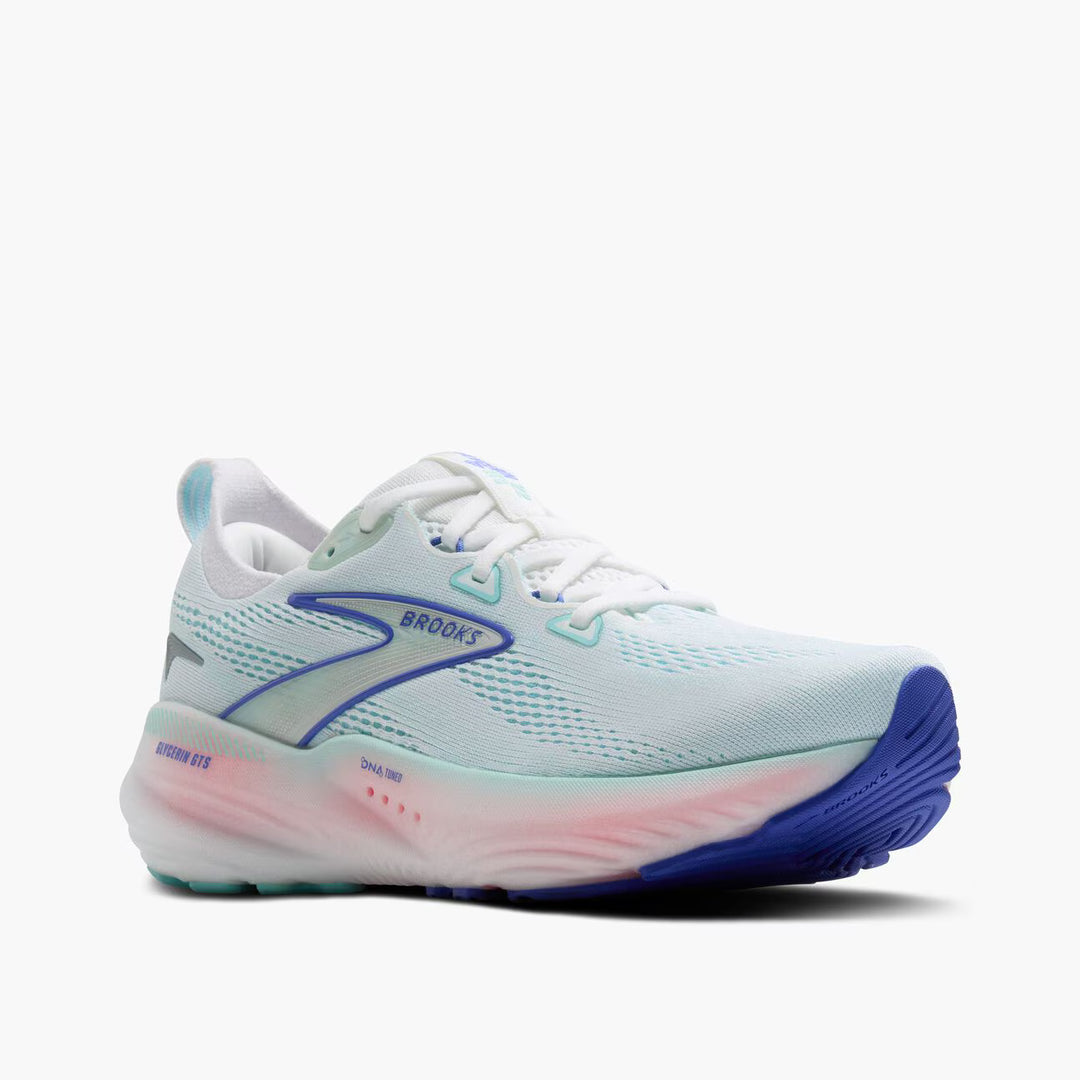 Brooks Glycerin GTS 22 para mujer - Blanco/Carcasa de lapa/Azul Amparo