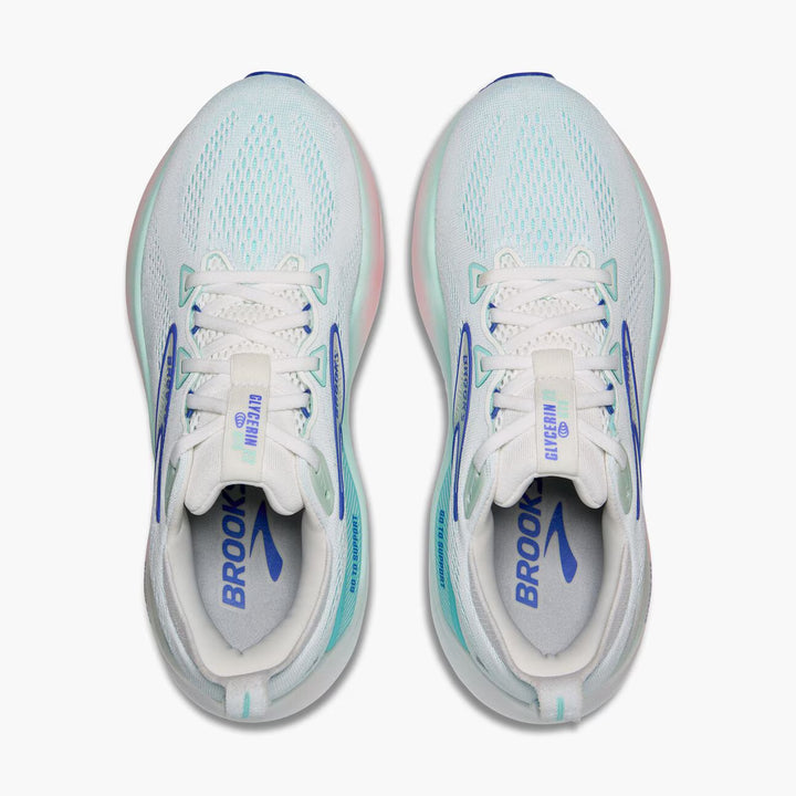 Brooks Glycerin GTS 22 para mujer - Blanco/Carcasa de lapa/Azul Amparo