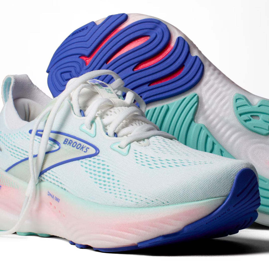 Brooks Glycerin GTS 22 para mujer - Blanco/Carcasa de lapa/Azul Amparo