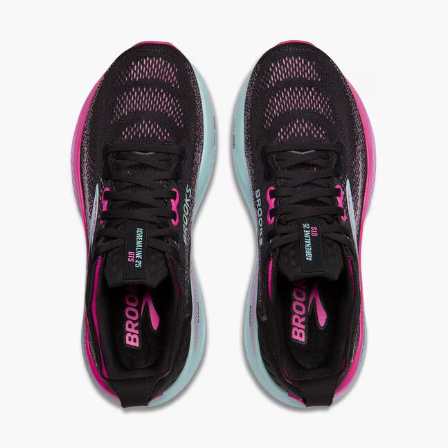 Brooks Adrenaline GTS 25 para mujer - Negro/Rosa cibernético/Agua helada