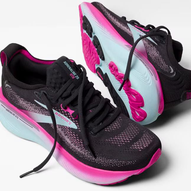 Brooks Adrenaline GTS 25 para mujer - Negro/Rosa cibernético/Agua helada