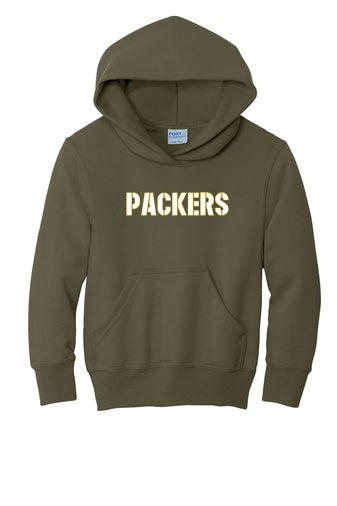 Flag Football Packers Port & Company® Youth Core Fleece Pullover Hooded Sweatshirt (PC90YH)