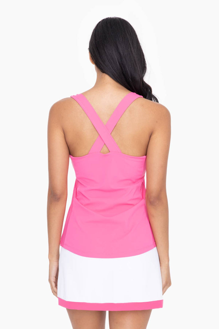 Mono B - V-Neck Active Tank Top - Hot Pink WOMEN