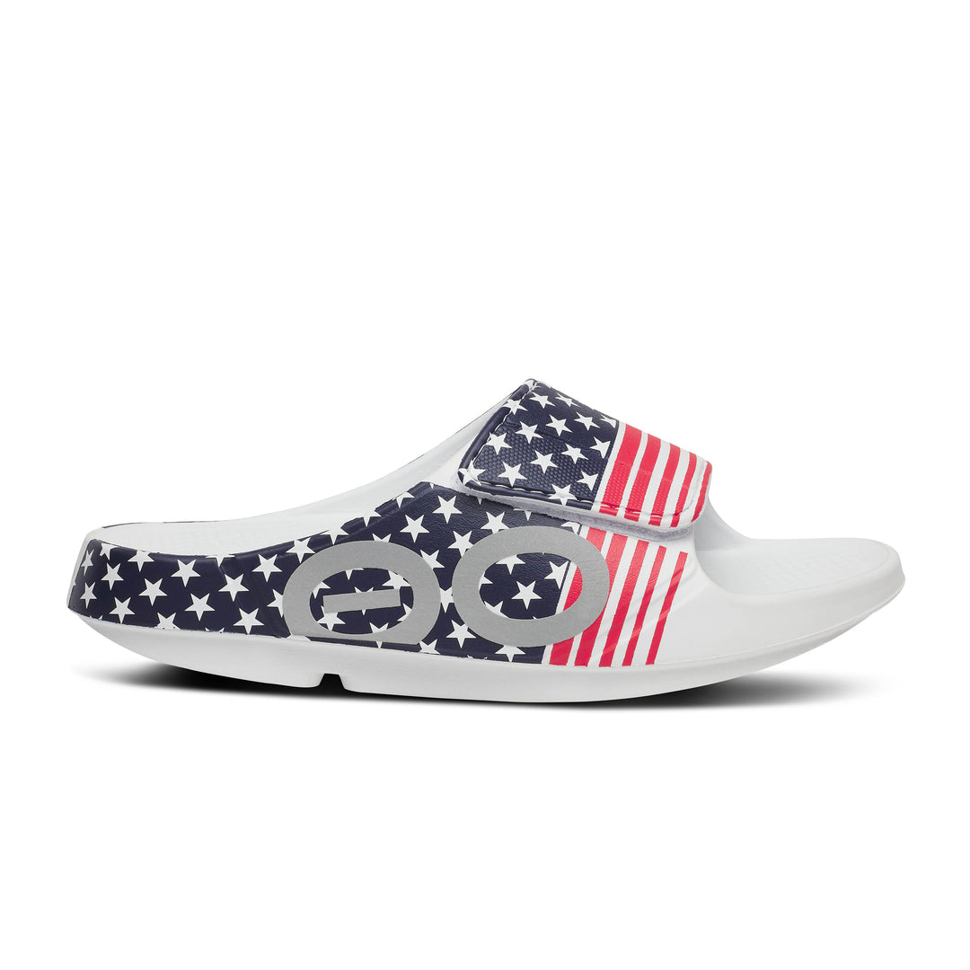 Oofos OOahh Sport Flex Limited - USA All-In Run - Slide Sandals (1553USA26)