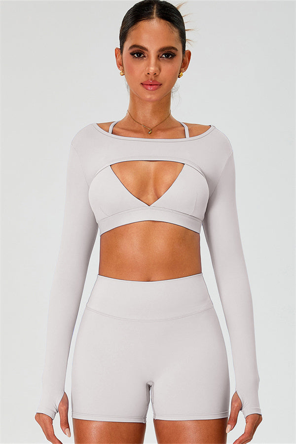 The Ember Sports Bra Crop Top Shorts 3-Piece Set