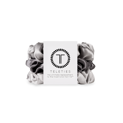 TELETIES - Silk Hair Scrunchie | Small | Silver Flames