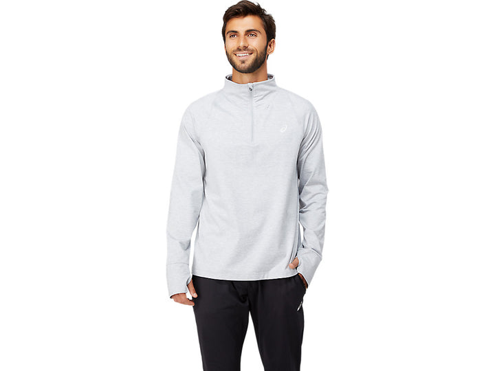 Asics Thermopolis Quarter Zip para hombre - Gris jaspeado claro (2011C011-021)