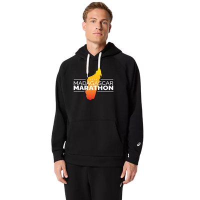 Madagascar Marathon- ASICS Unisex Fleece Relaxed Pullover Hoodie Black (2031F470)