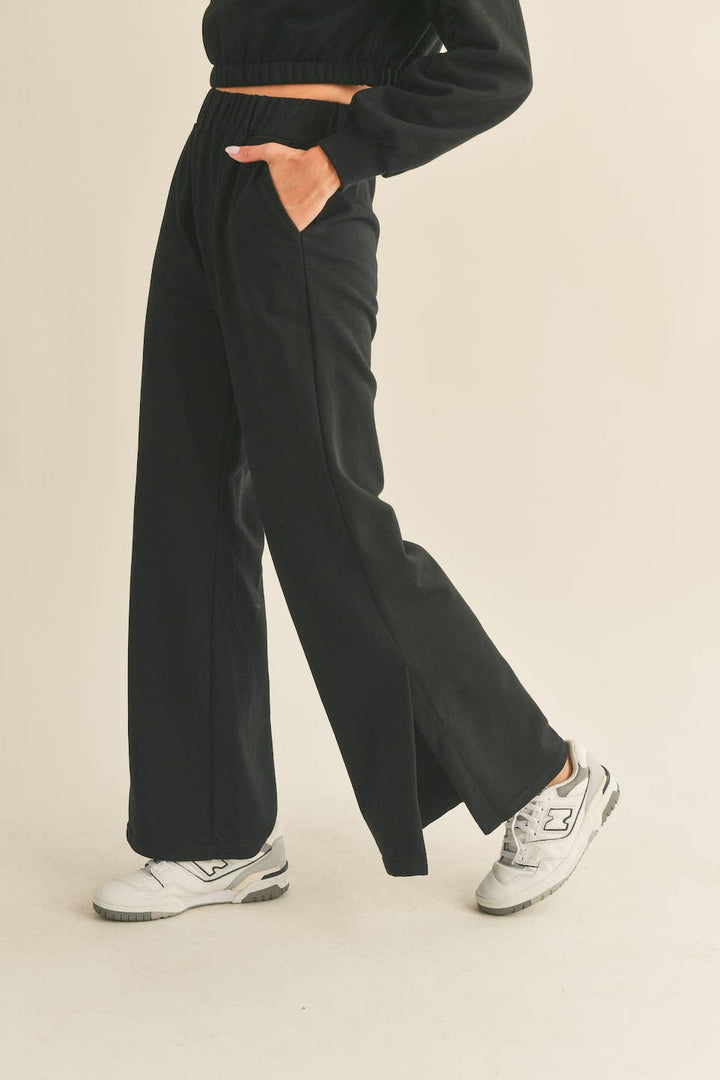 Kimberly C Black Classic Style Wide Leg Pants