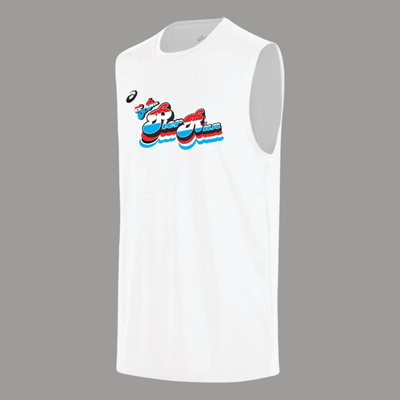 St Pete Pier Run - ASICS Circuit II - Camiseta sin mangas para hombre, color blanco (2161A063) (S025)