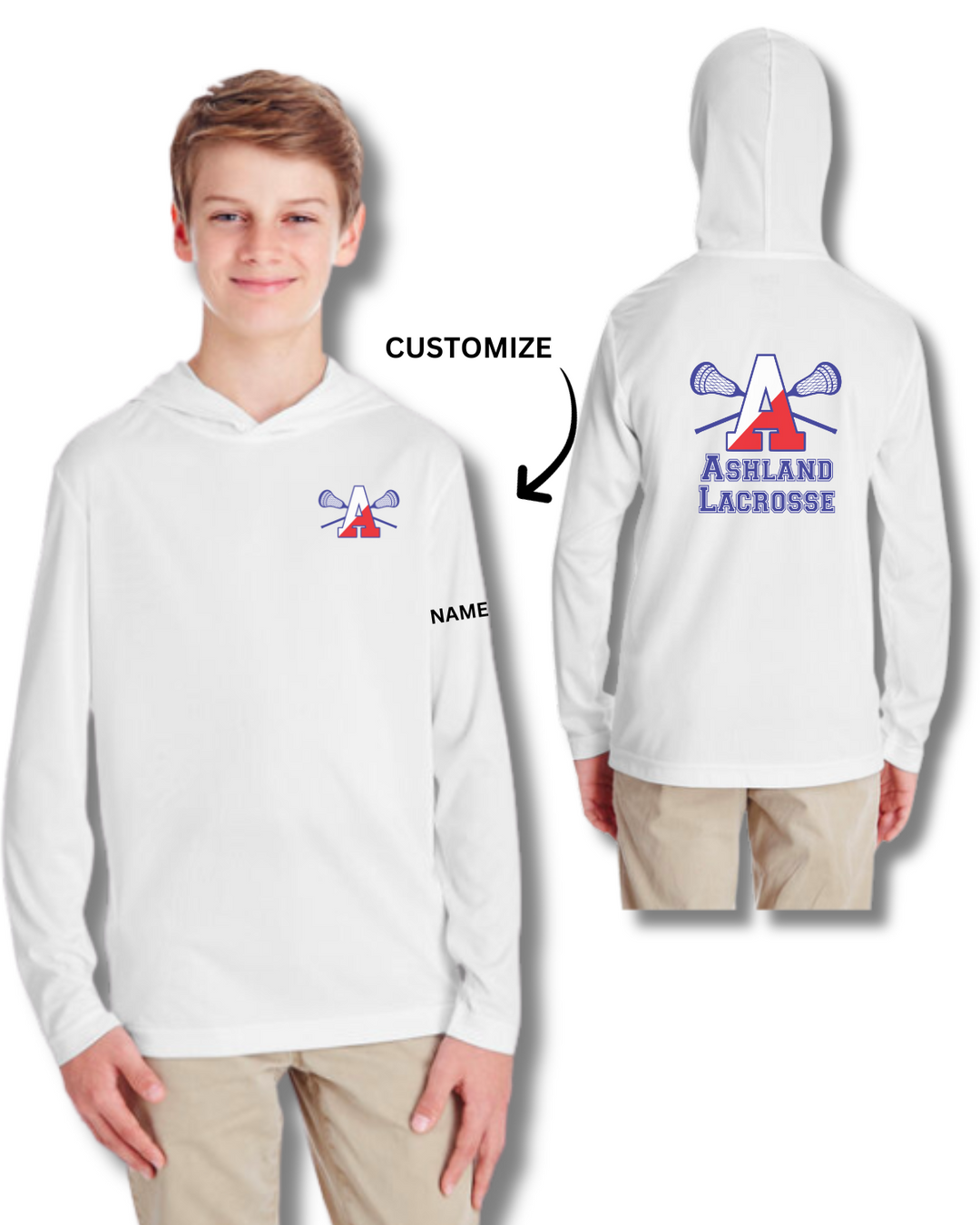 Ashland Youth Lacrosse Team 365 Youth Zone Performance Hooded T-Shirt (TT41Y)