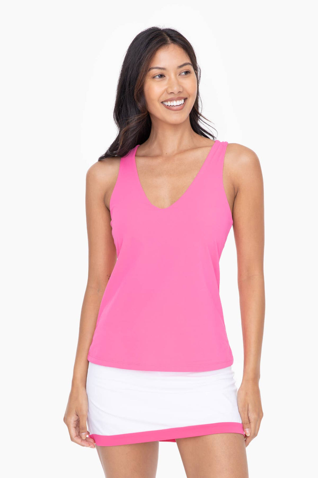 Mono B - V-Neck Active Tank Top - Hot Pink WOMEN