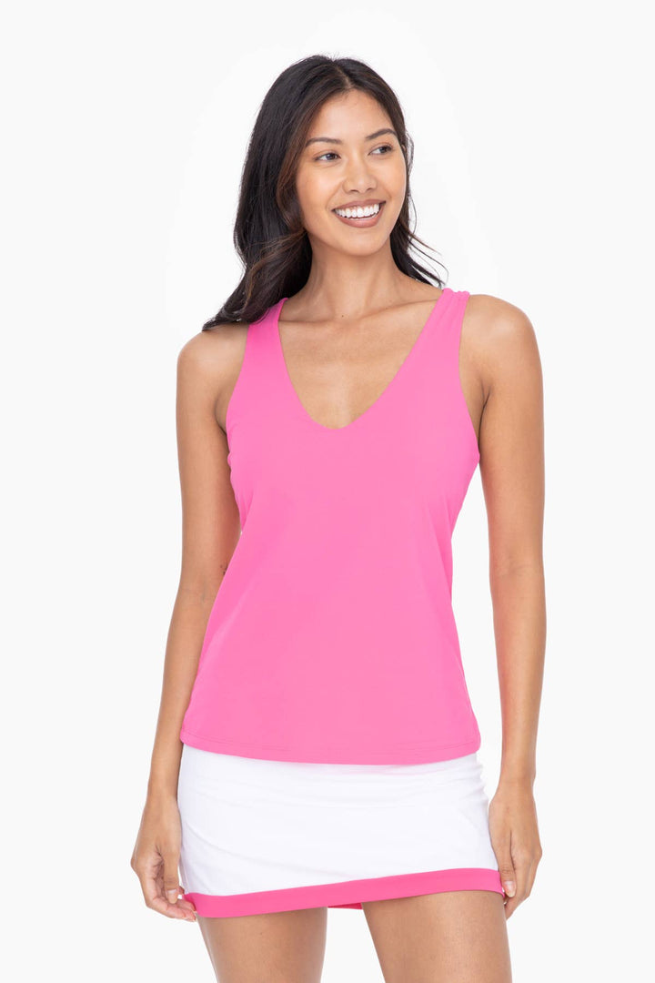 Mono B - V-Neck Active Tank Top - Hot Pink WOMEN