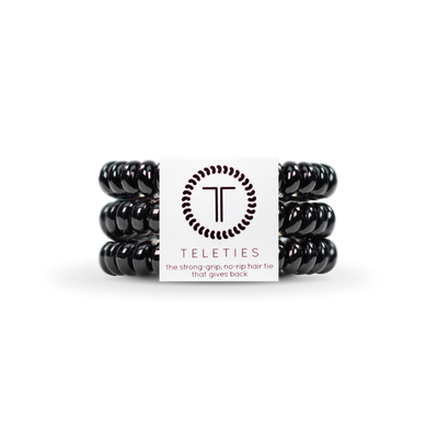 TELETIES - Bobinas para el cabello en espiral | Pequeñas | Lazos para el cabello en color negro azabache