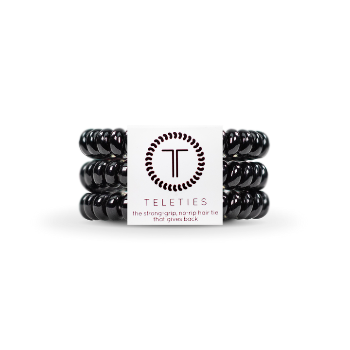 TELETIES - Spiral Hair Coils | Small | Jet Black Hair Ties