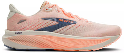 Brooks Women's Ghost 18 (Wide) - Star White/Cyber Peach/Grey