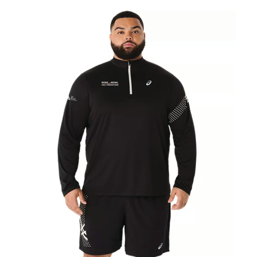 2026 Rose Bowl Half Marathon - ASICS Men's Icon Long Sleeve 1/2 Zip Black (2011D241) (RB26-05)