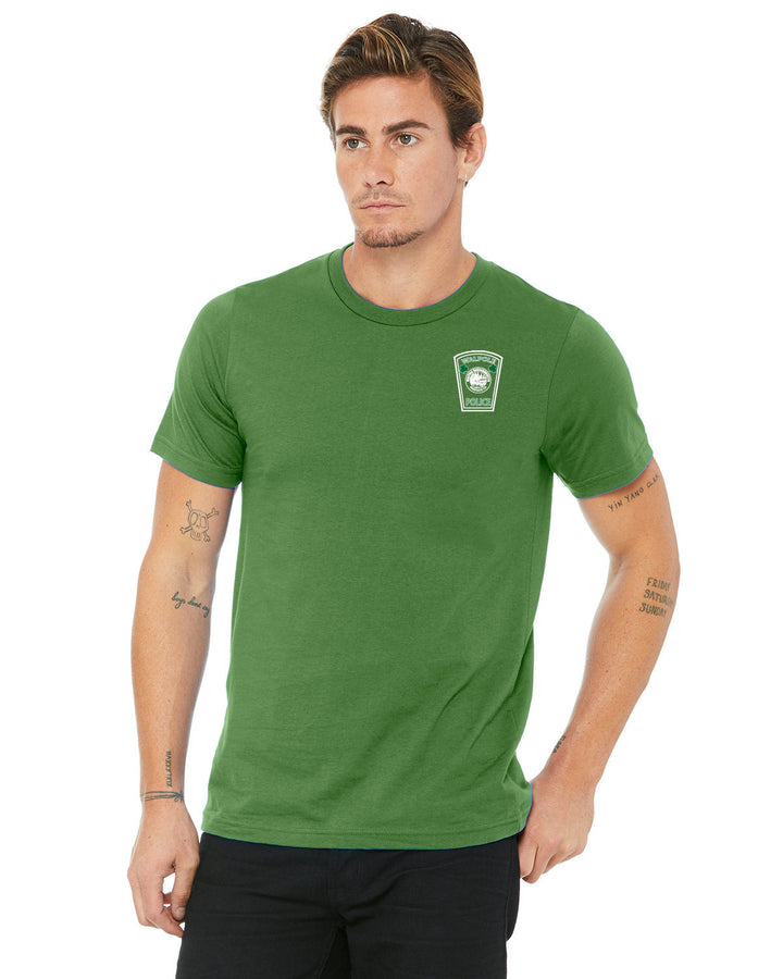 Insignia LC del Día de San Patricio 2024 del Departamento de Policía de Walpole: camiseta unisex de lona y algodón jaspeado con logo CVC (3001C)