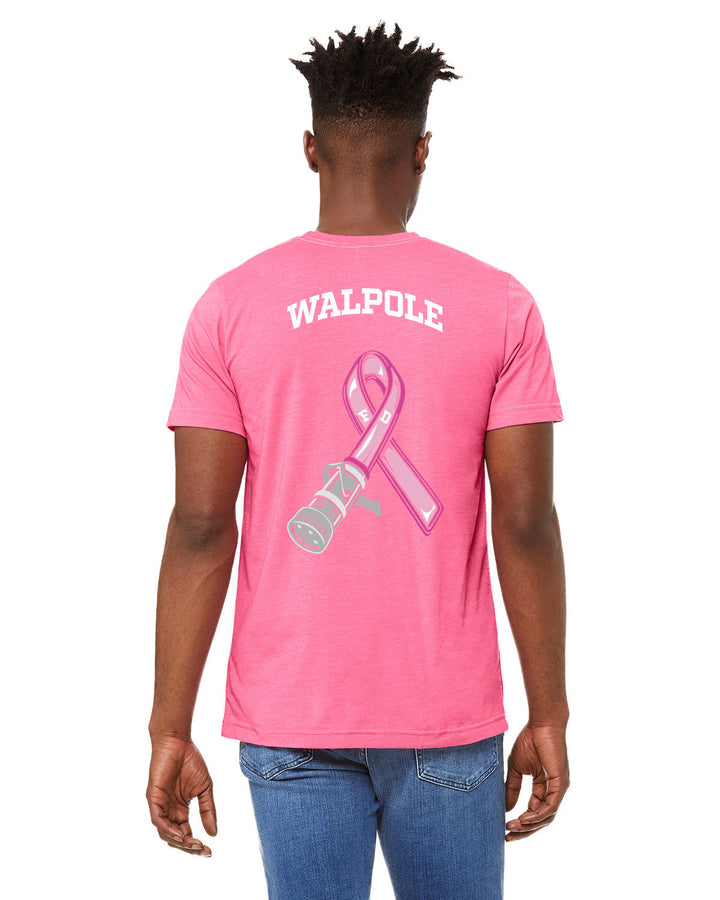 Camiseta unisex de concientización sobre el cáncer de mama del Departamento de Bomberos de Walpole con diseño de brezo y CVC (3001CVC)