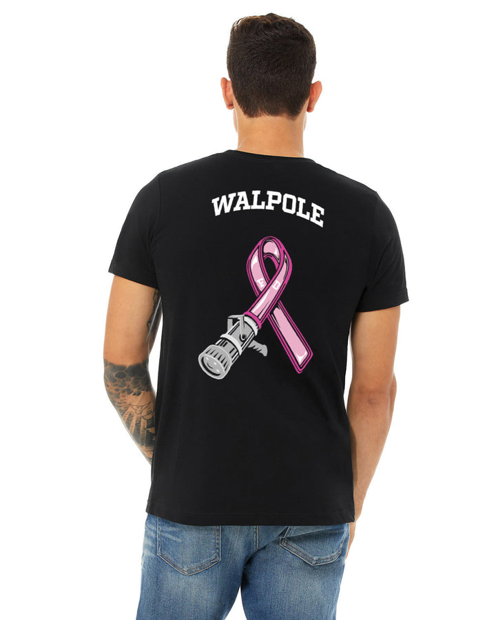 Camiseta unisex de concientización sobre el cáncer de mama del Departamento de Bomberos de Walpole con diseño de brezo y CVC (3001CVC)