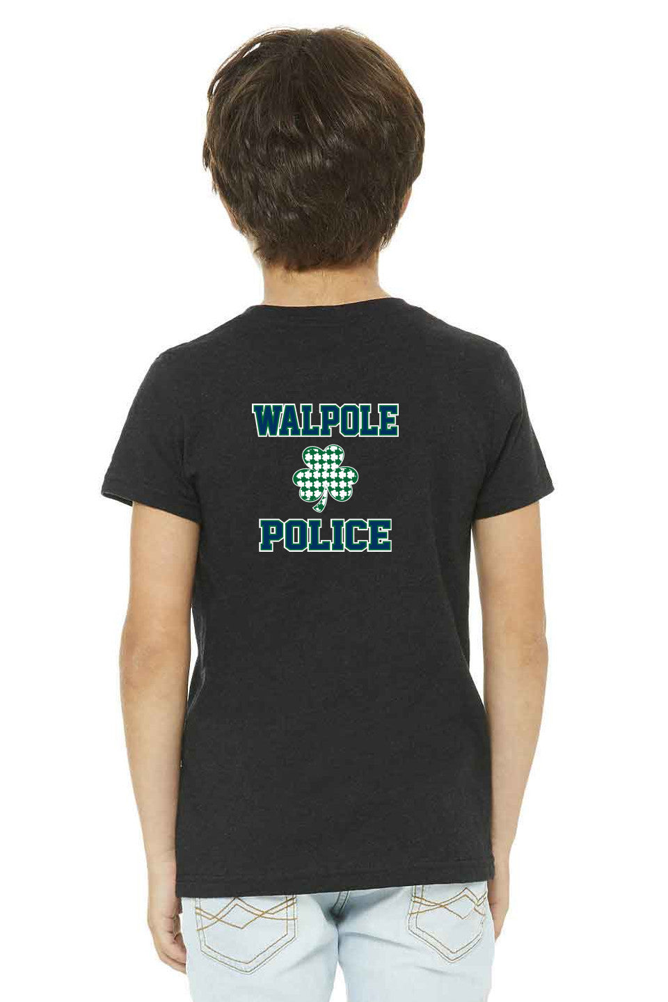 Walpole PD St. Patrick's Day 2024 LC Badge - Bella + Canvas Youth CVC Jersey T-Shirt - 3001YCV