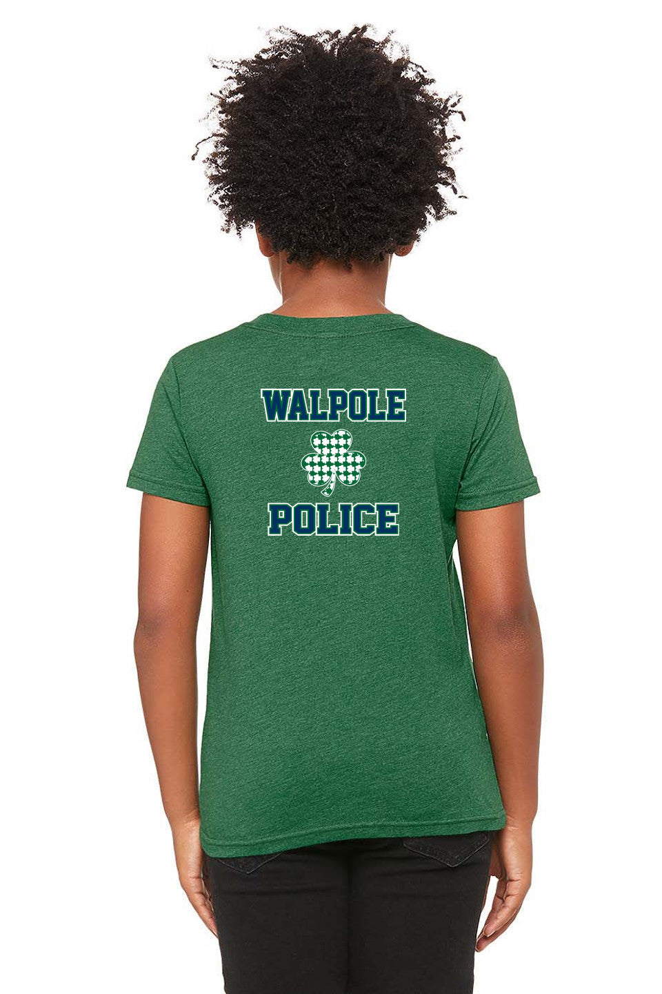 Walpole PD St. Patrick's Day 2024 LC Badge - Bella + Canvas Youth CVC Jersey T-Shirt - 3001YCV