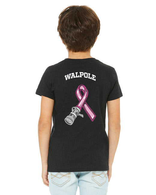 Camiseta juvenil de concientización sobre el cáncer de mama del Departamento de Bomberos de Walpole (3001YCV)