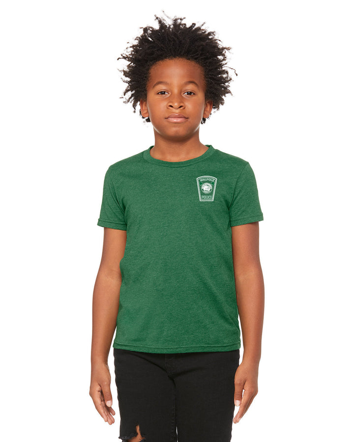 Walpole PD St. Patrick's Day 2024 LC Badge - Bella + Canvas Youth CVC Jersey T-Shirt - 3001YCV