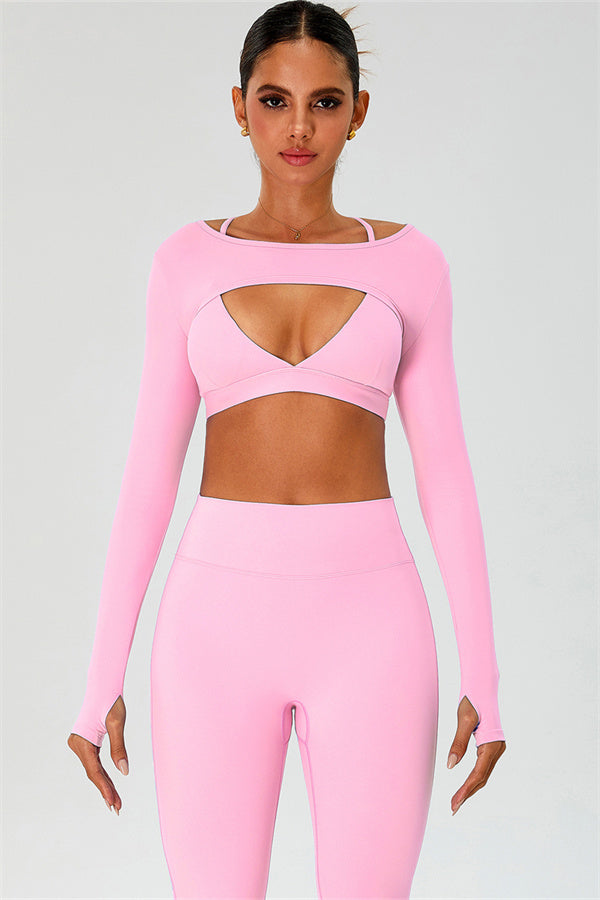 The Ember Sports Bra Crop Top Flared Leggings 3-Piece Set